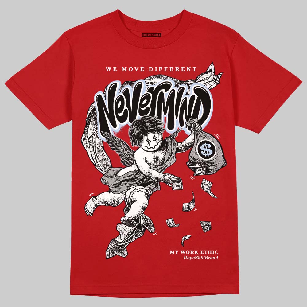 Jordan 5 Retro Fire Red Black Tongue (2025) DopeSkill T-Shirt Nevermind Graphic Streetwear - Red