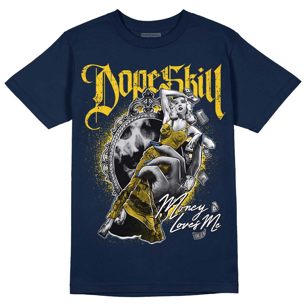 Dunk Low Vintage “Michigan” DopeSkill Midnight Navy T-Shirt Money Loves Me Graphic Streetwear