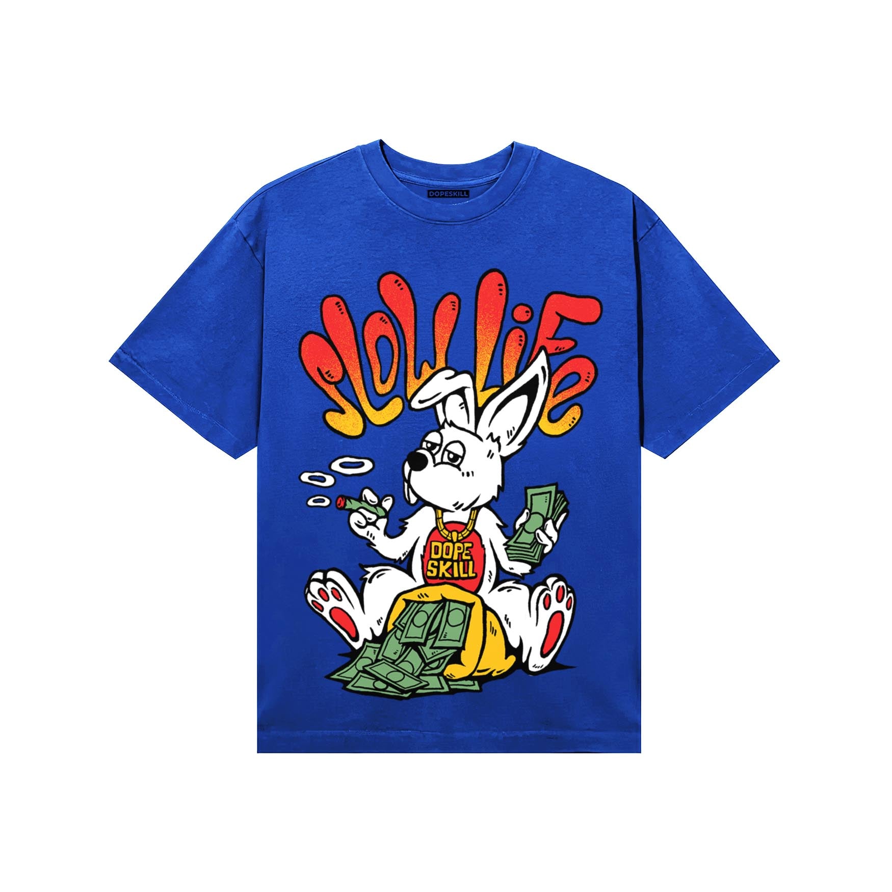 Royal Blue Sneakers DopeSkill T-Shirt Slow Life Graphic Streetwear - White