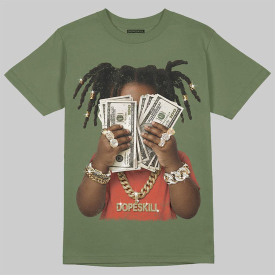 Jordan 3 “Medium Olive” aka “Family Affair” DopeSkill T-Shirt Rich Youth Graphic Streetwear - Military Green