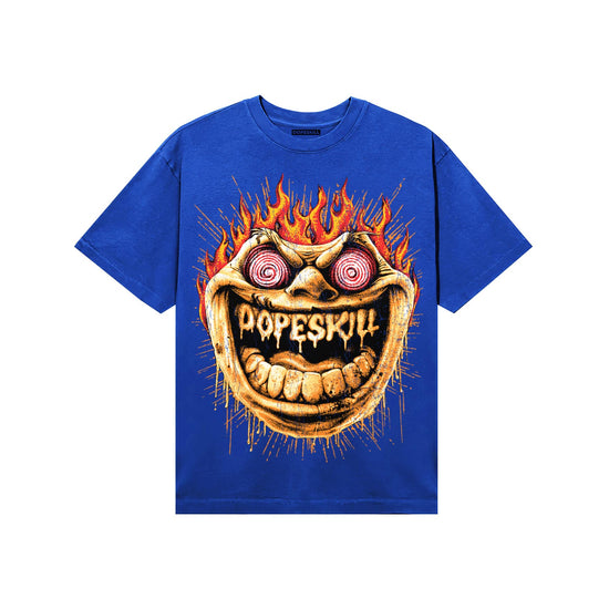 Royal Blue Sneakers DopeSkill T-Shirt Hellfire Graphic Streetwear - Royal