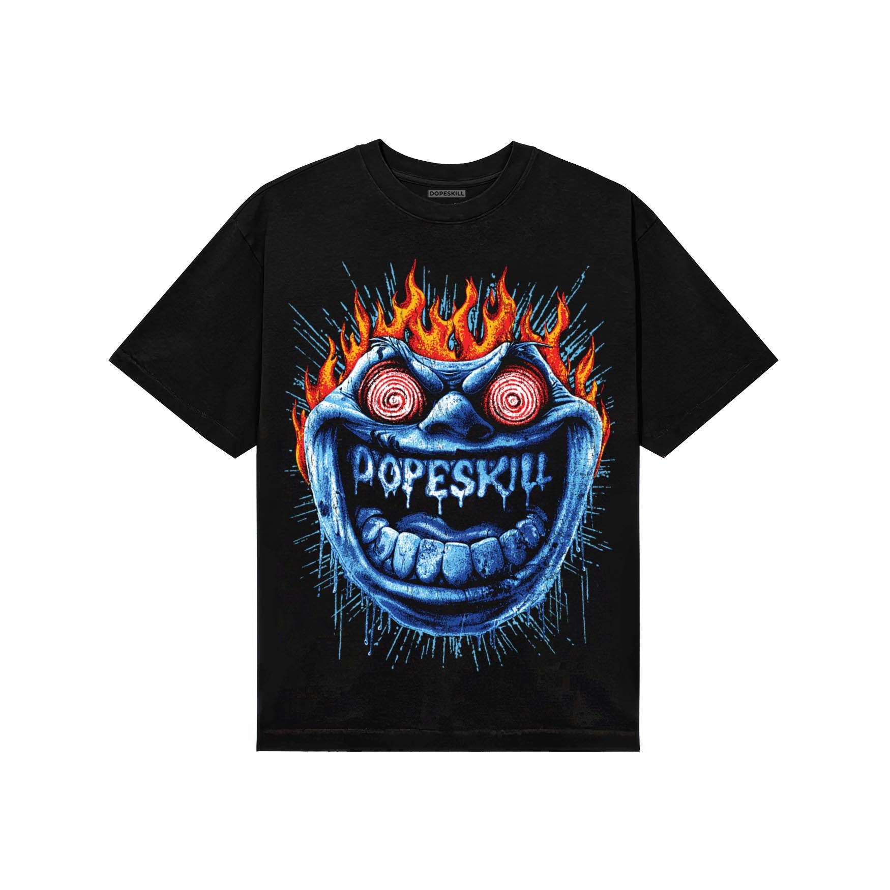 Royal Blue Sneakers DopeSkill T-Shirt Hellfire Graphic Streetwear - Black