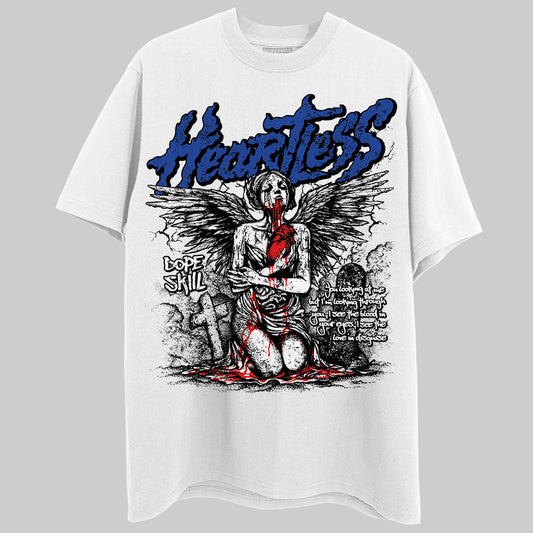 Royal Blue Sneakers DopeSkill T-Shirt Heartless Graphic Streetwear - White