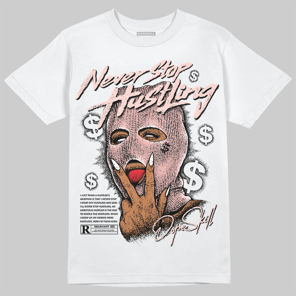 Lanvin Leather Curb Glitter Pale Pink DopeSkill T-Shirt Never Stop Hustling Graphic Streetwear - White