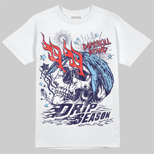 University Blue Sneakers DopeSkill T-Shirt Drip Season Graphic Streetwear - White