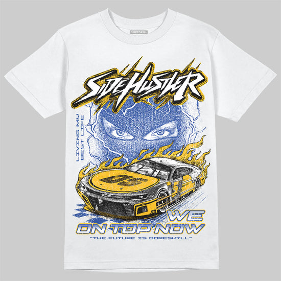 Royal Blue Sneakers DopeSkill T-Shirt New Side Hustler Graphic Streetwear - White