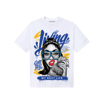Royal Blue Sneakers DopeSkill T-Shirt Living My Best Life Graphic Streetwear - White