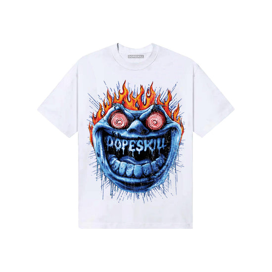 Royal Blue Sneakers DopeSkill T-Shirt Hellfire Graphic Streetwear - White