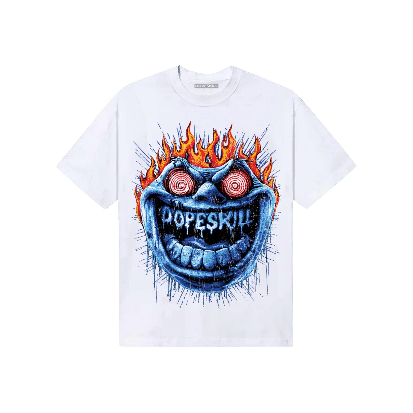 Royal Blue Sneakers DopeSkill T-Shirt Hellfire Graphic Streetwear - White