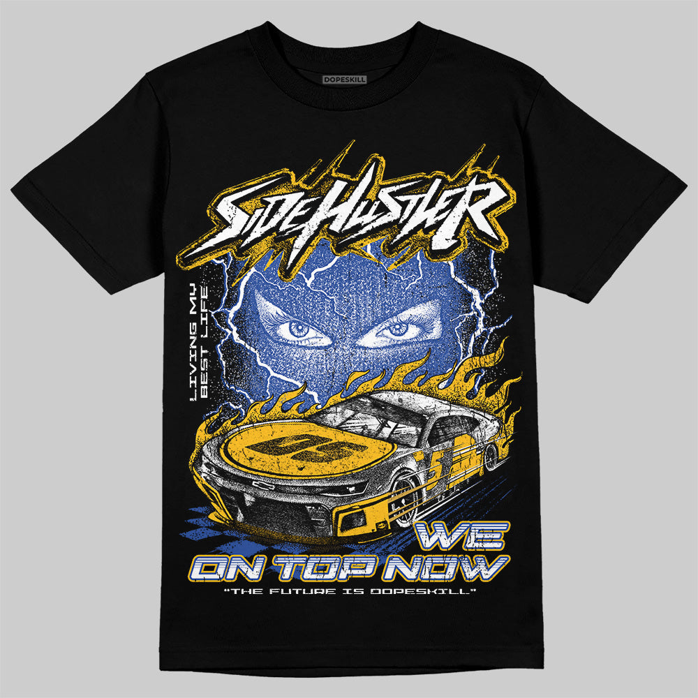 Royal Blue Sneakers DopeSkill T-Shirt New Side Hustler Graphic Streetwear - black