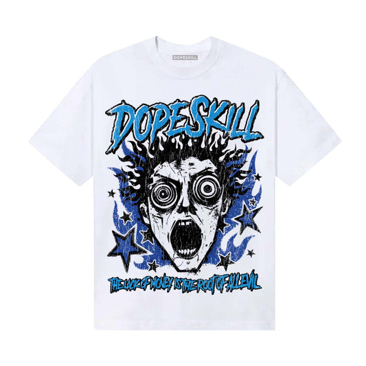 Royal Blue Sneakers DopeSkill T-Shirt Root of Evil Graphic Streetwear - White