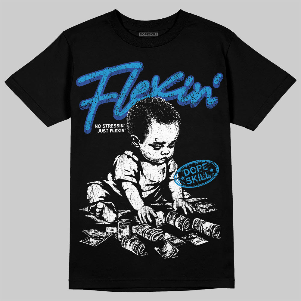 Royal Blue Sneakers DopeSkill T-Shirt Flexin' Graphic Streetwear - Black