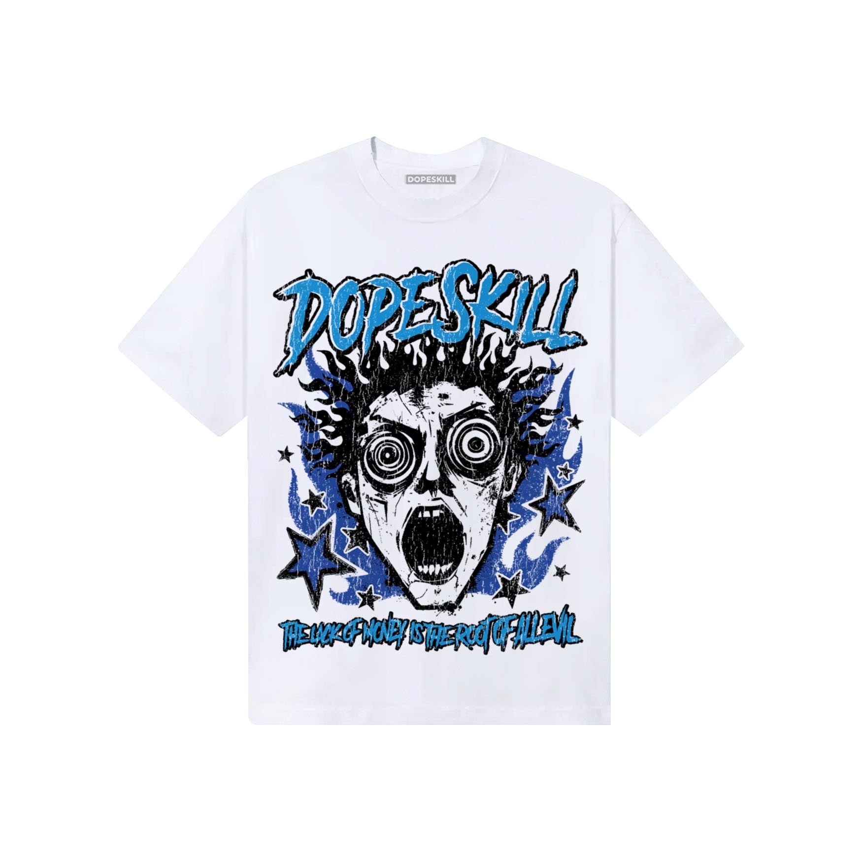 Royal Blue Sneakers DopeSkill T-Shirt Root of Evil Graphic Streetwear - White
