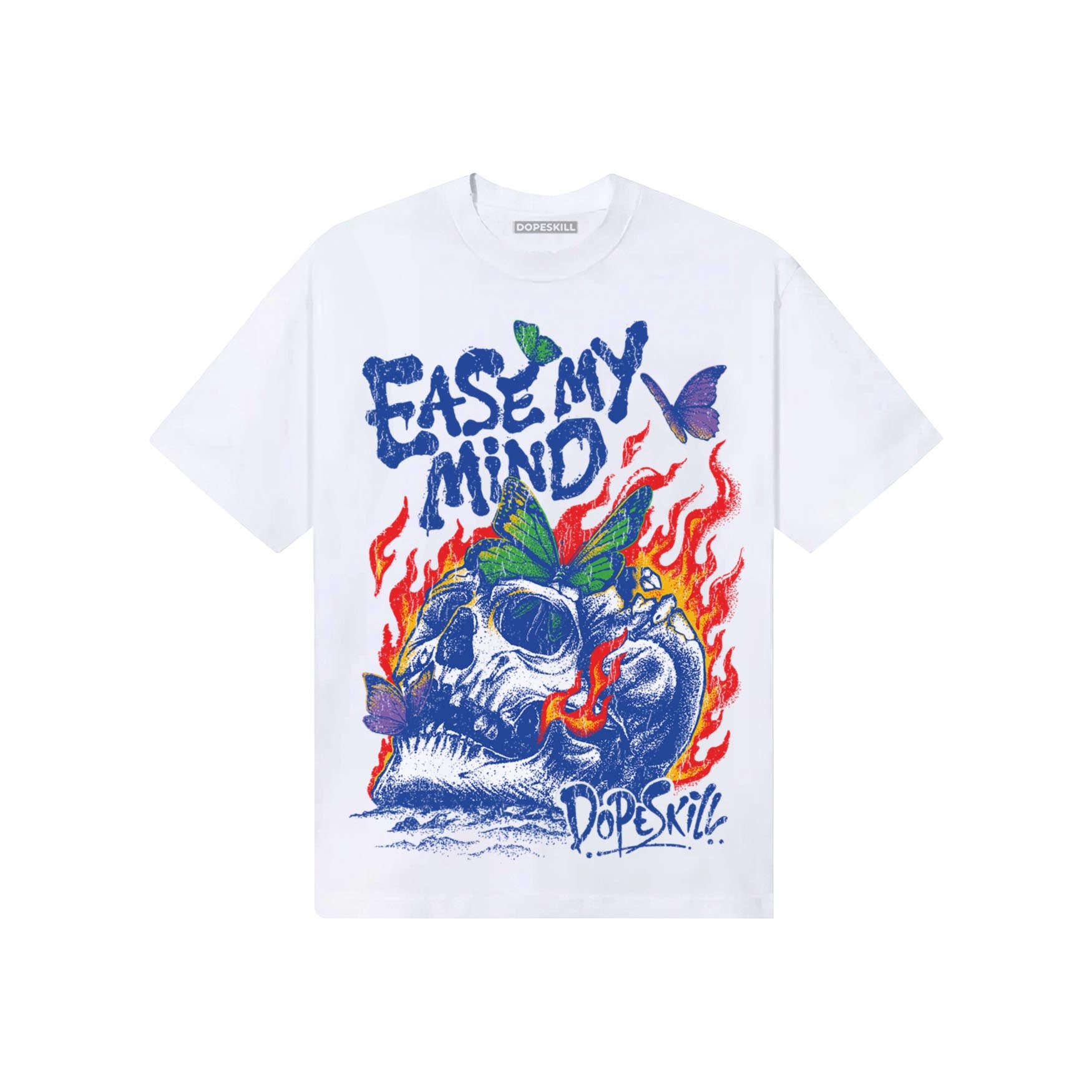 Royal Blue Sneakers DopeSkill T-Shirt Ease My Mind Graphic Streetwear - White
