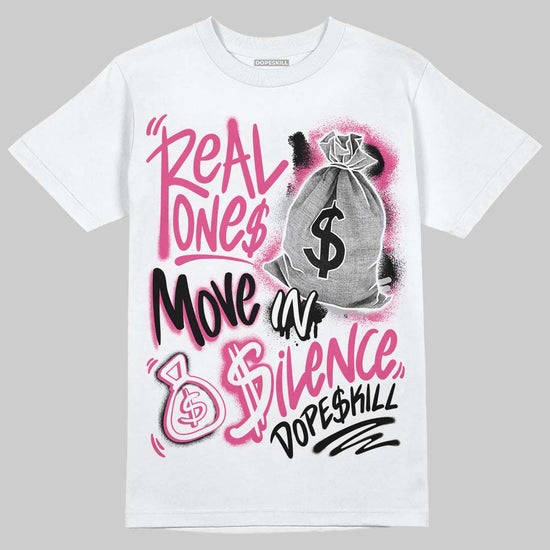 Asics Gel-1130 Pink Glo/ Black DopeSkill T-Shirt Real Ones Move In Silence Graphic Streetwear - White