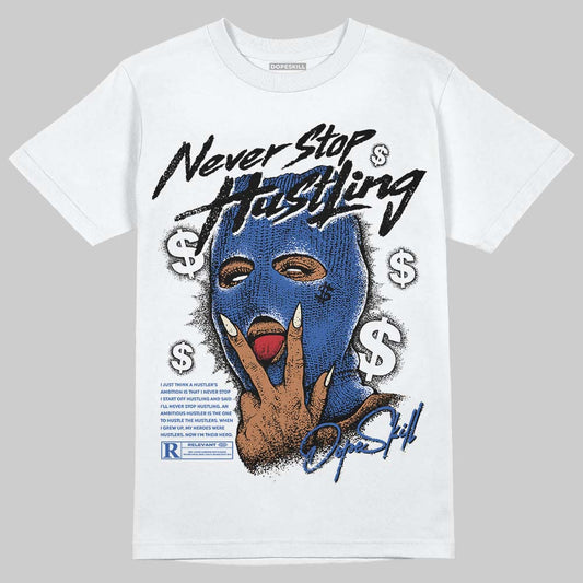 Jordan 1 Low Travis Scott x Fragment DopeSkill T-Shirt Never Stop Hustling Graphic Streetwear - White