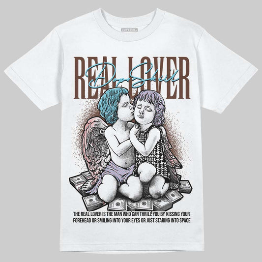 Harris Tweed x Dunk Low Denim Turquoise and Baroque Brown DopeSkill T-Shirt Real Lover Graphic Streetwear - White