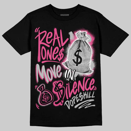 Asics Gel-1130 Pink Glo/ Black DopeSkill T-Shirt Real Ones Move In Silence Graphic Streetwear - black