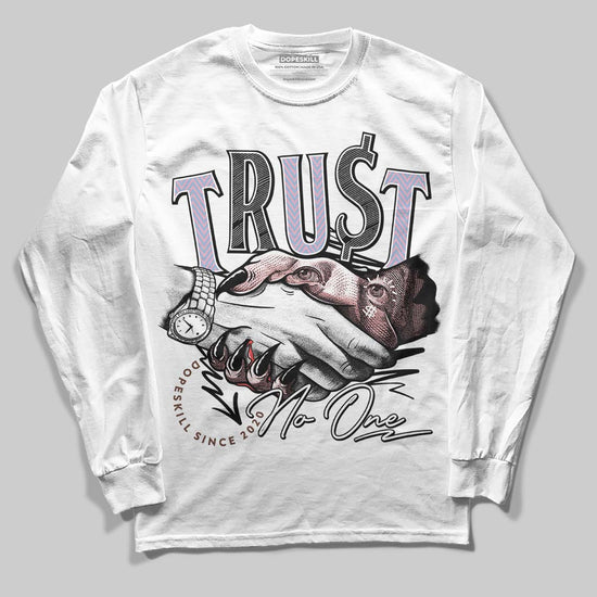 Harris Tweed x Dunk Low Denim Turquoise and Baroque Brown DopeSkill Long Sleeve T-Shirt Trust No One Graphic Streetwear - White