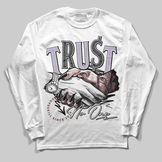 Harris Tweed x Dunk Low Denim Turquoise and Baroque Brown DopeSkill Long Sleeve T-Shirt Trust No One Graphic Streetwear - White