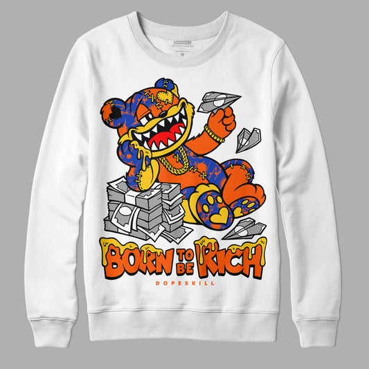 Dunk Low Futura Orange Blaze DopeSkill Sweatshirt Born To Be Rich Graphic Streetwear - White