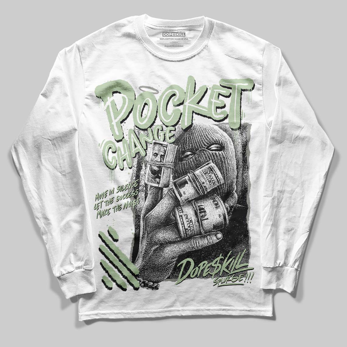 Jordan 4 WMNS “Seafoam” (2025) DopeSkill Long Sleeve T-Shirt Pocket Change Graphic Streetwear - White