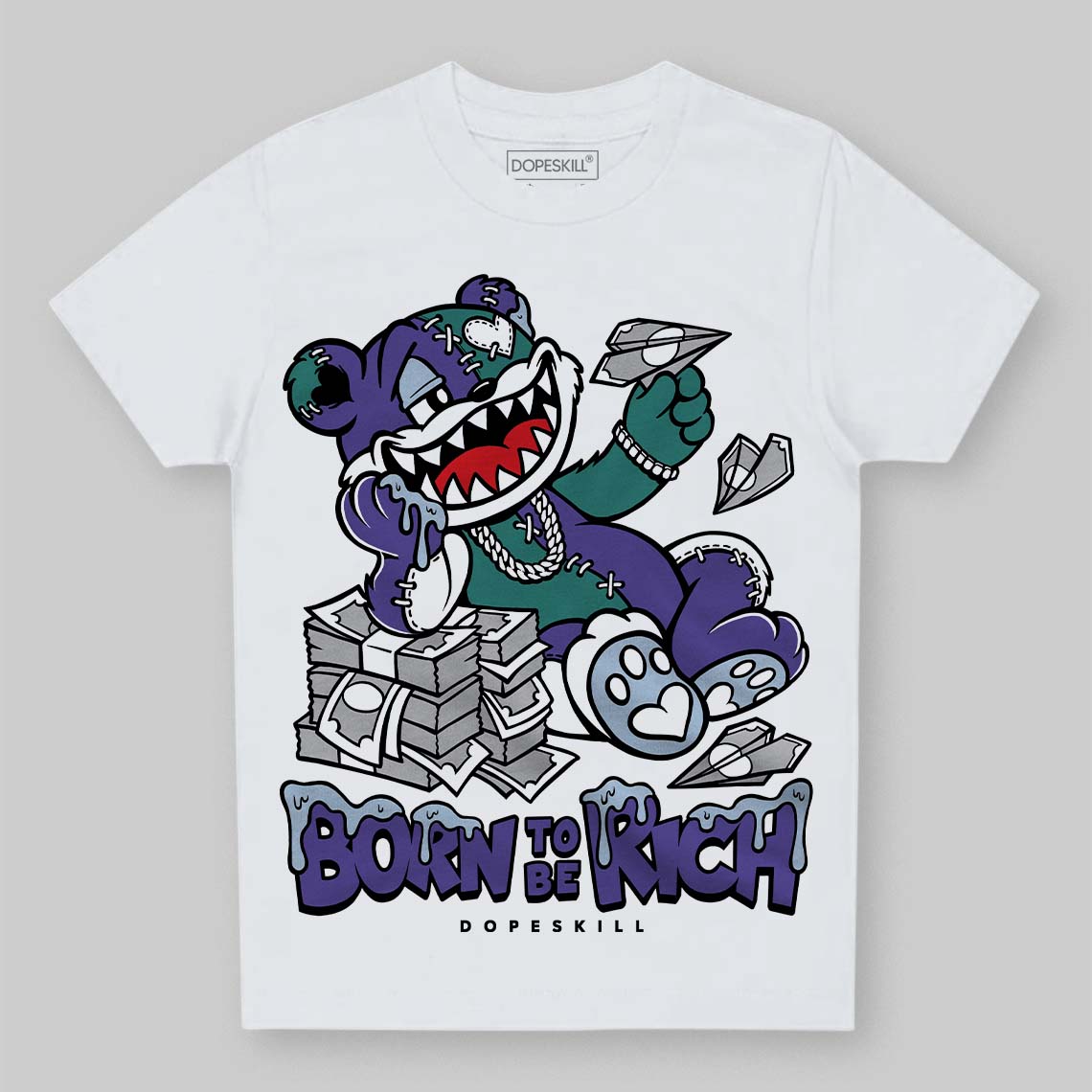 Jordan 5 OG “Grape” DopeSkill Toddler Kids T-shirt Born To Be Rich Graphic Streetwear - White