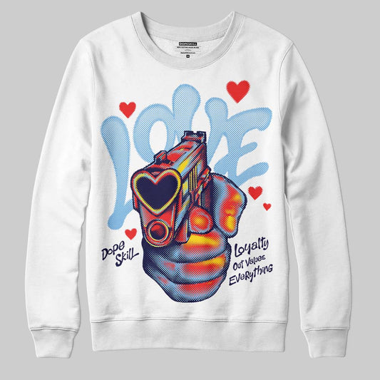 University Blue Sneakers DopeSkill Sweatshirt Love Shot Graphic Streetwear - White
