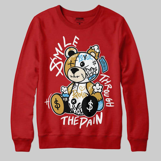 Nigel Sylvester x Air Jordan 4 ‘Brick by Brick’ DopeSkill Sweatshirt Smile Through The Pain Graphic Streetwear - red