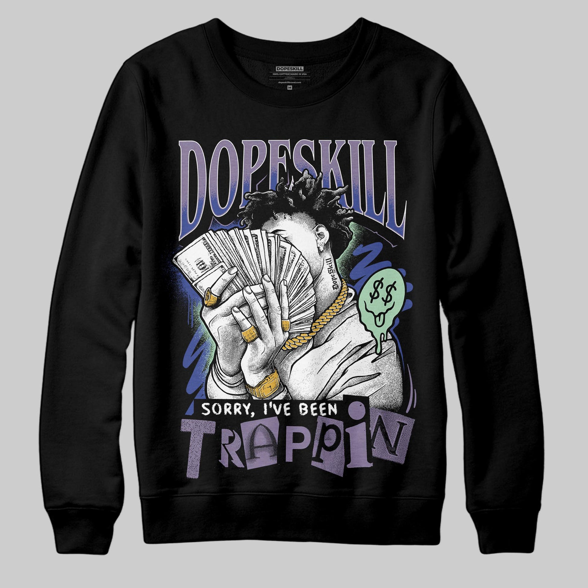 Jordan 1 Retro Low OG Zion Williamson Voodoo Alternate DopeSkill Sweatshirt Sorry I've Been Trappin Graphic Streetwear - Black