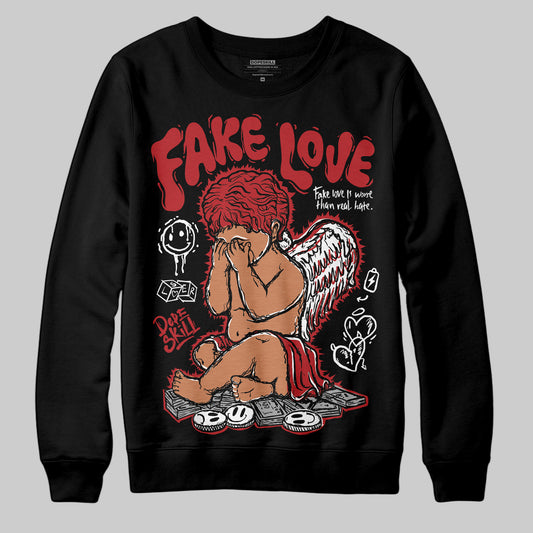Jordan 1 Retro High OG Black Toe Reimagined DopeSkill Sweatshirt False Love Graphic Streetwear - Black
