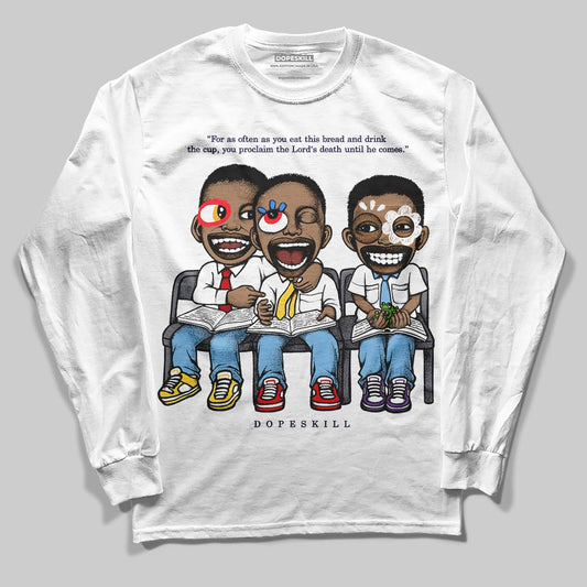 University Blue Sneakers DopeSkill Long Sleeve T-Shirt First Sunday Graphic Streetwear - White