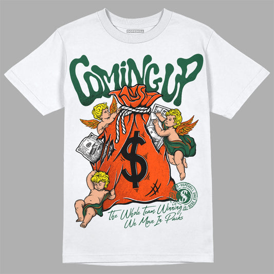 Dunk Low Team Dark Green Orange DopeSkill T-Shirt Money Bag Coming Up Graphic Streetwear - White