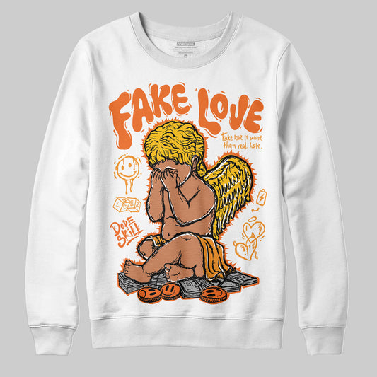 Orange, Black & White Sneakers DopeSkill Sweatshirt False Love Graphic Streetwear - WHite