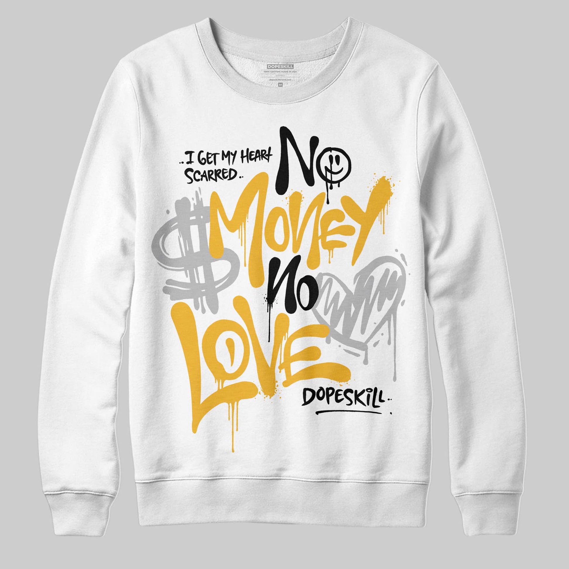 Jordan 5 'Tokyo' DopeSkill Sweatshirt No Money No Love Typo Graphic Streetwear - White