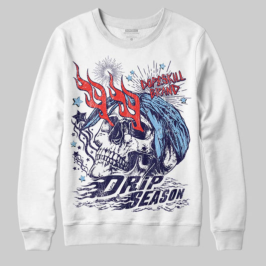 University Blue Sneakers DopeSkill Sweatshirt Drip Season Graphic Streetwear - White