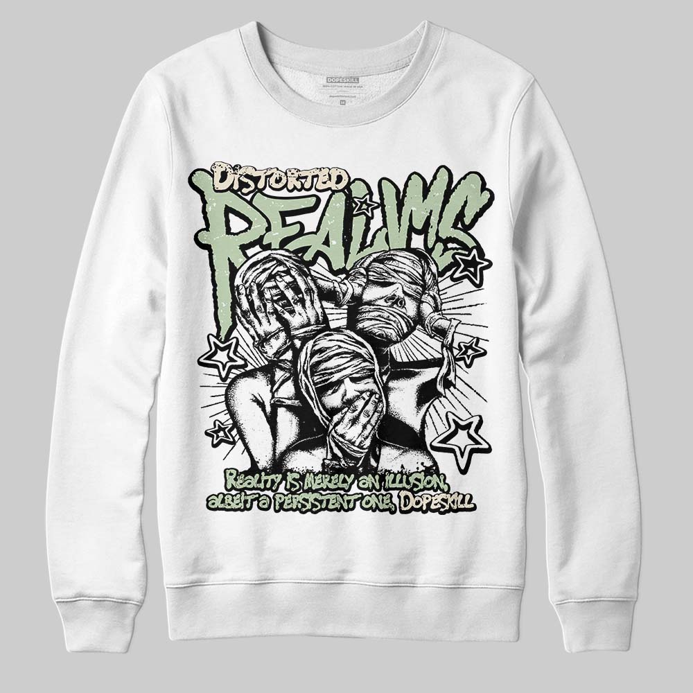 Jordan 4 WMNS “Seafoam” (2025) DopeSkill Sweatshirt Distorted Realms Graphic Streetwear - White