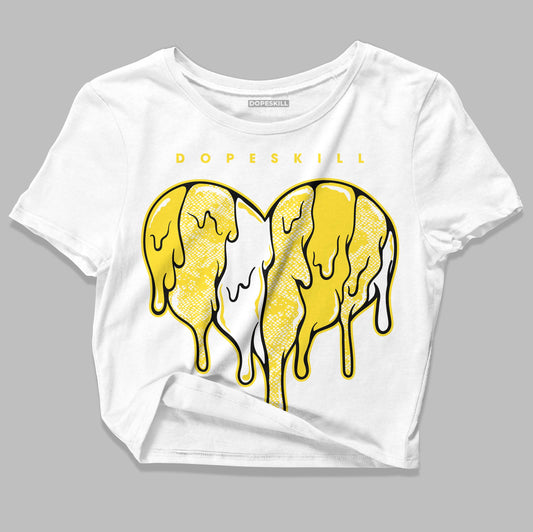 Jordan 11 Low 'Yellow Snakeskin' DopeSkill Women's Crop Top Slime Drip Heart Graphic Streetwear - White