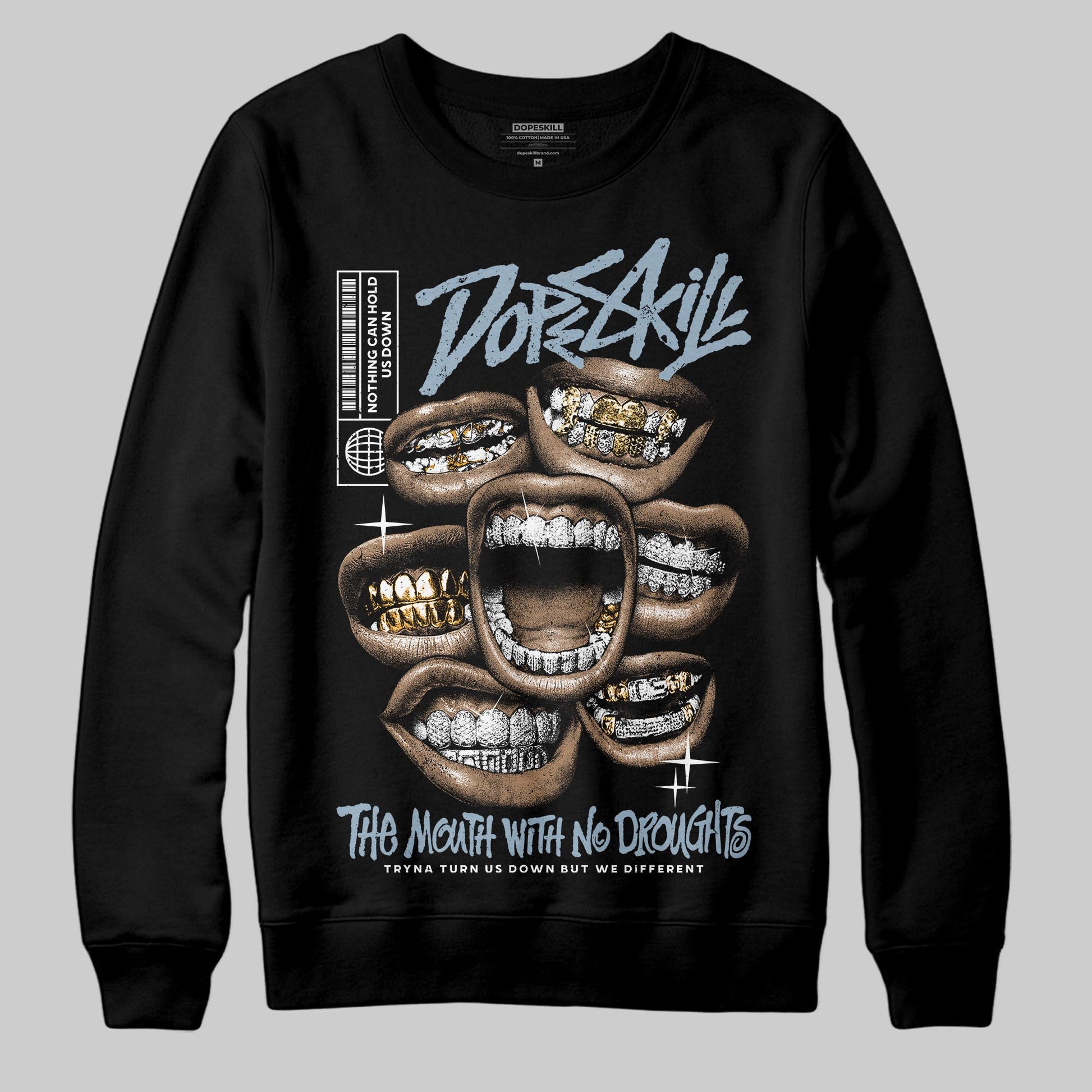 Jordan 40 “Blue Suede” DopeSkill Sweatshirt The Mouth With No Droughts Graphic Streetwear - Black