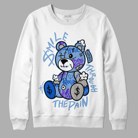 Jordan 5 Retro University Blue DopeSkill Sweatshirt Smile Through The Pain Graphic Streetwear - White