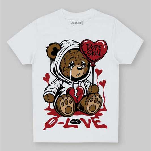Jordan 5 Retro Fire Red Black Tongue (2025) DopeSkill Toddler Kids T-shirt Broken Bear Graphic Streetwear - White