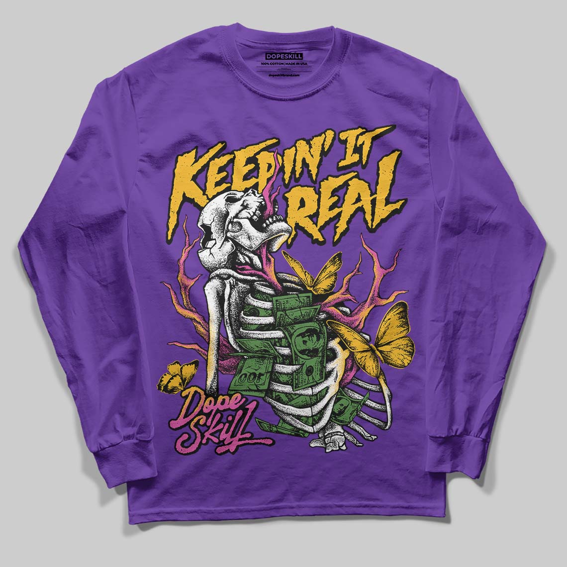 PURPLE Sneakers DopeSkill Long Sleeve T-Shirt Keepin' It Real Graphic Streetwear - Purple