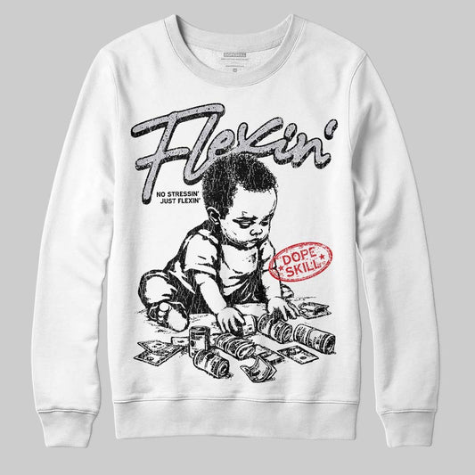 Jordan 4 OG “White Cement” DopeSkill Sweatshirt Flexin' Graphic Streetwear - White