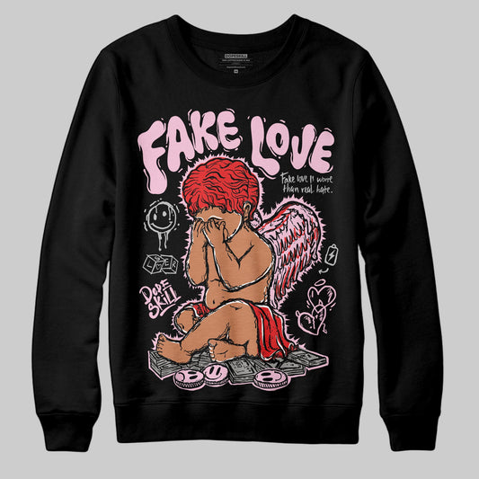 Awake NY x Air Jordan 5 Arctic Pink DopeSkill Sweatshirt False Love Graphic Streetwear - Black