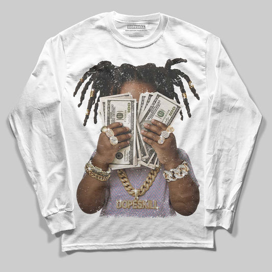 Harris Tweed x Dunk Low Denim Turquoise and Baroque Brown DopeSkill Long Sleeve T-Shirt Rich Youth Graphic Streetwear - White