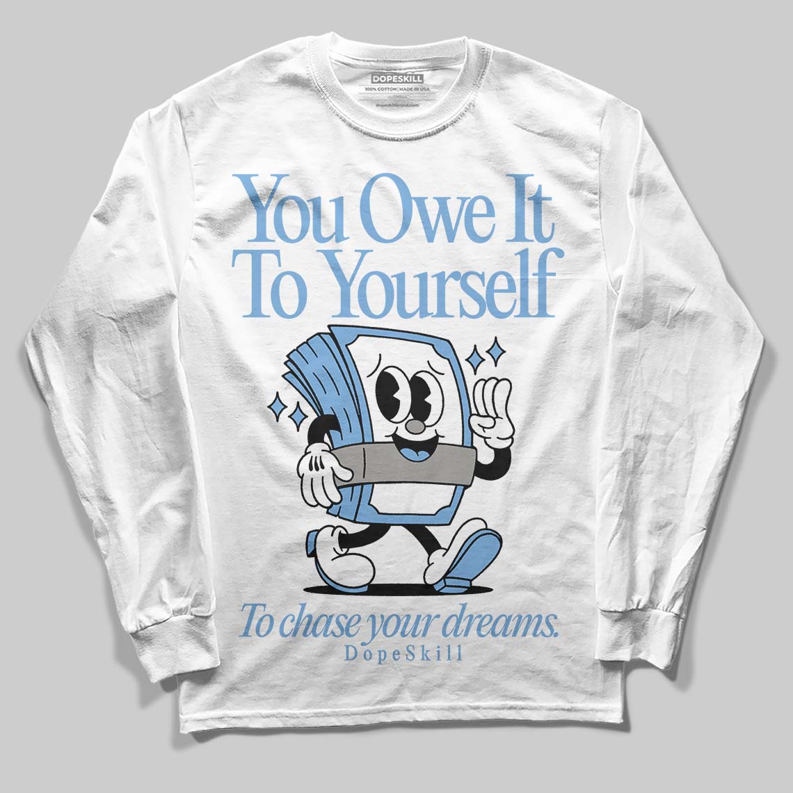 Jordan 12 Retro 'Melo' DopeSkill Long Sleeve T-Shirt Owe It To Yourself Graphic Streetwear - White