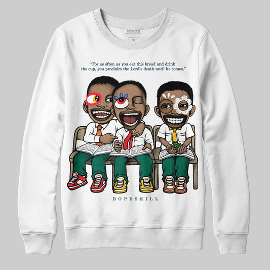 Jordan 4 Retro Oxidized Green DopeSkill Sweatshirt First Sunday Graphic Streetwear - White