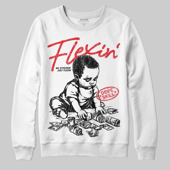 Jordan 11 Retro Cherry DopeSkill Sweatshirt Flexin' Graphic Streetwear - White