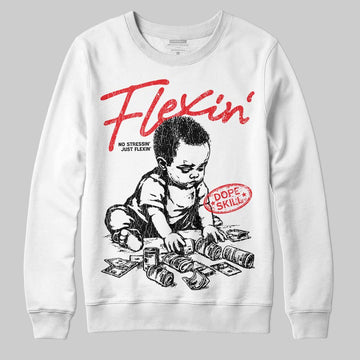 Jordan 11 Retro Cherry DopeSkill Sweatshirt Flexin' Graphic Streetwear - White