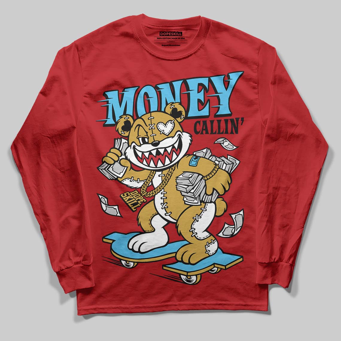 Red Sneakers DopeSkill Long Sleeve T-Shirt Money Callin' Graphic Streetwear - red